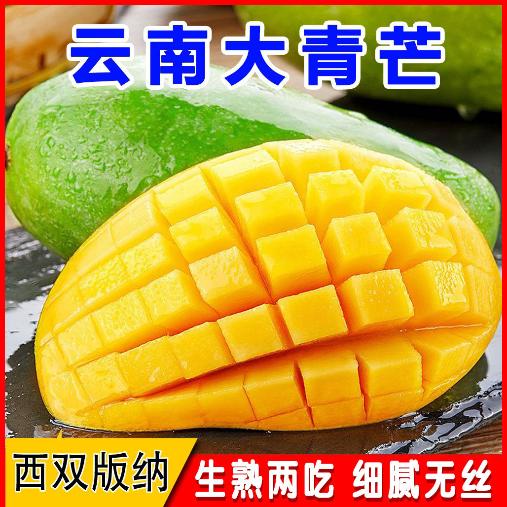 生熟两吃应季现摘云南西双版纳大青芒果新鲜水果生吃包邮非越南