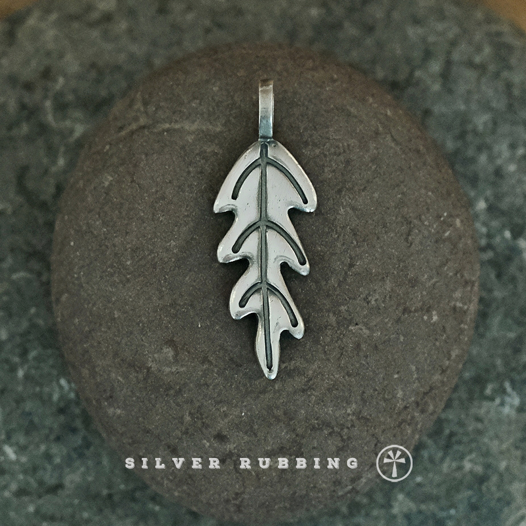 原创手工银饰橡树叶吊坠