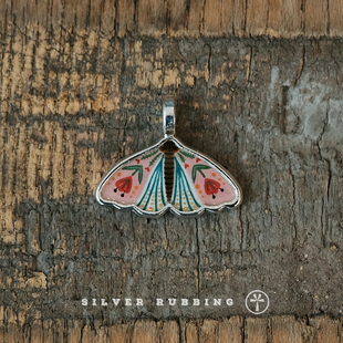 银拓丨飞蛾Ⅰ 独立原创纯手工小众画珐琅吊坠 99纯银饰品项链