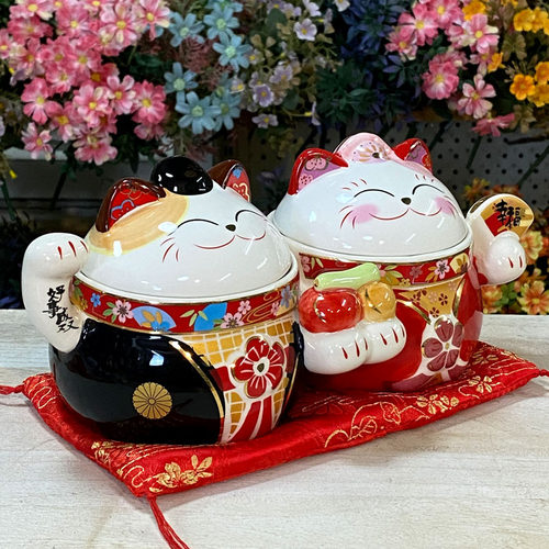 金石工坊招财猫糖果罐结婚摆件