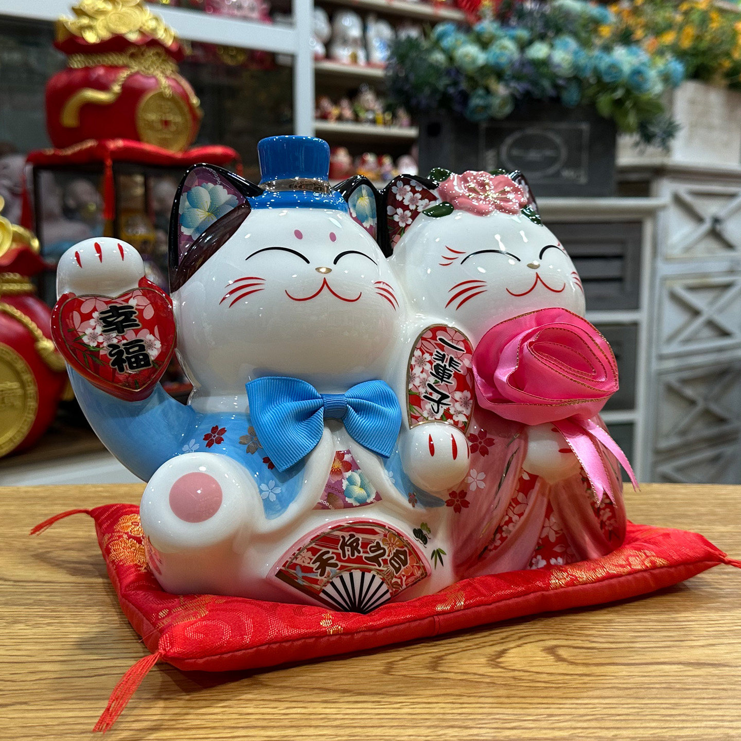 幸福一辈子招财猫情侣摆件送给嫂子闺蜜结婚礼物婚房装饰创意礼品