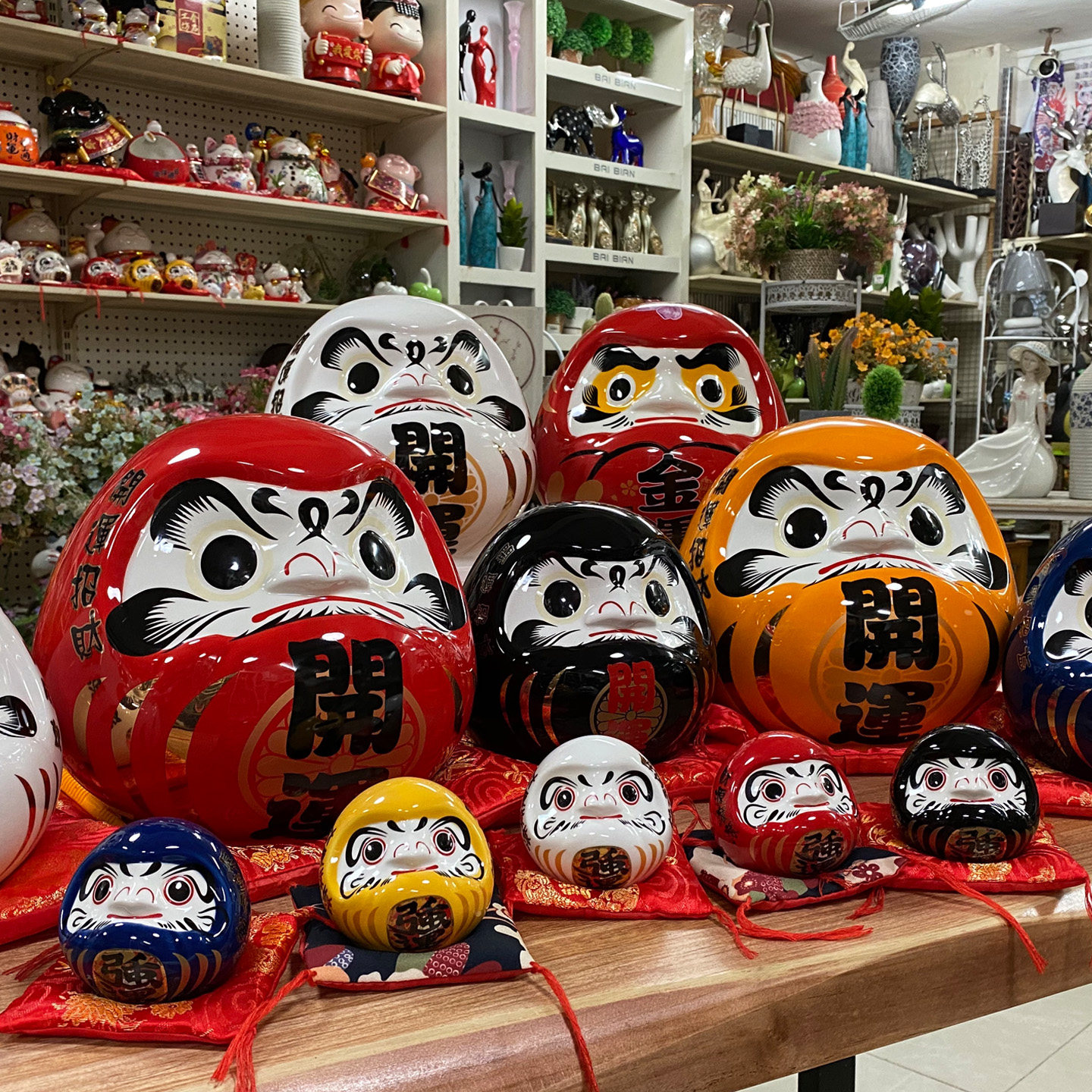 开业创意礼品日式店铺装饰复古家居玄关摆件开运招财达摩陶瓷钱罐