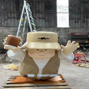 玻璃钢相扑卡通人物雕塑门店形象美陈摆件玻璃纤维浮雕公仔定制