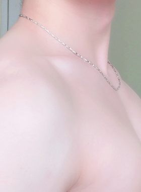 925纯银男士嘻哈百搭实心链项链锁骨链夏天性感酷吊坠链粗款短款