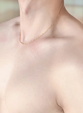 男士女士中性925纯银细款中性项链竹节链短款金色银色元宝细链