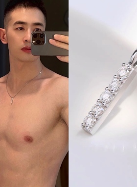 男女士中性925纯银镶钻项链D色莫桑石简约小巧性感精致锁骨链挂件