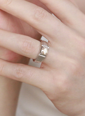 正品男士925纯银莫桑石戒指D色彩色白色