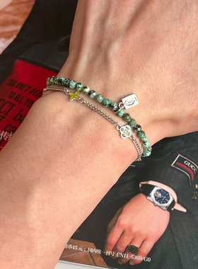 男士女细款叠戴天然虎眼石白松石绿松石情侣手链新年礼物高档定制