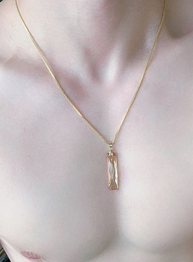 水晶项链纯银黄水晶中性毛衣链