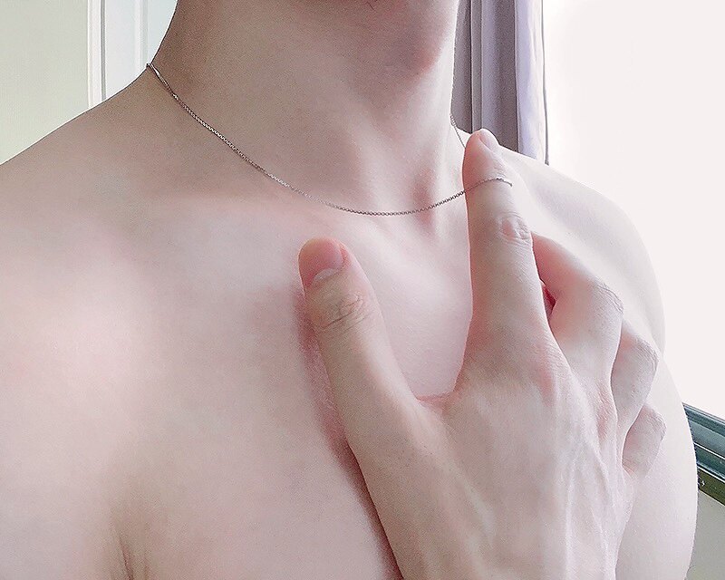 925进口纯银极细款短款男女士中性感百搭简约日韩盒子锁骨链项链