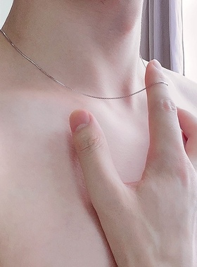 进口极细款锁骨链纯银男