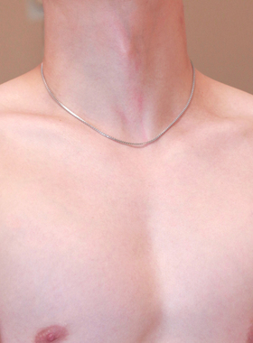 925纯银加厚正方形盒子链男士女士通用挂件可用电镀白金色中粗