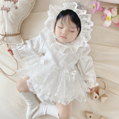 满月婴儿衣服女孩小公主裙子春秋ins风百天周岁女宝宝礼服包屁裙