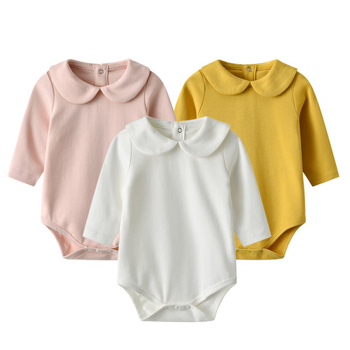 纯棉三角哈衣春秋翻领包屁衣