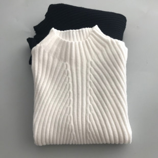 女童秋冬毛衣套头儿童圆领白色加绒打底衫宝宝薄款中大童弹力线衫