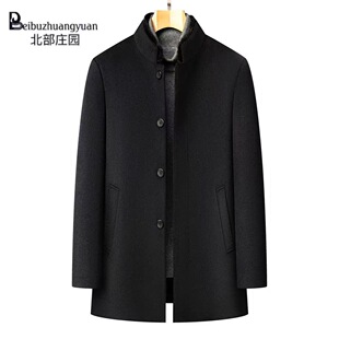 商务休闲立领双面呢拆卸内胆羽绒大衣外套 男士 8818 北部庄园