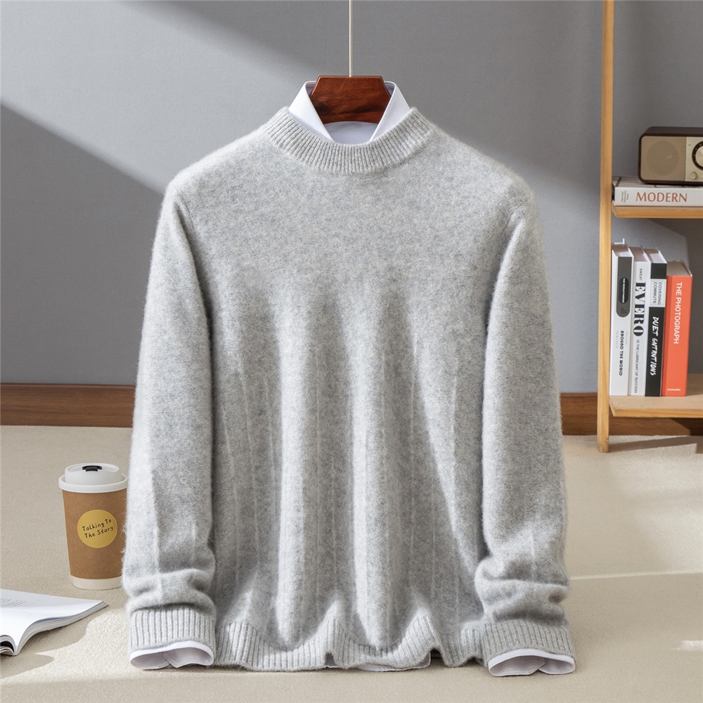 轻盈保暖山羊绒衫男士半高圆领毛衣加厚宽松2025秋冬新针织羊毛衫
