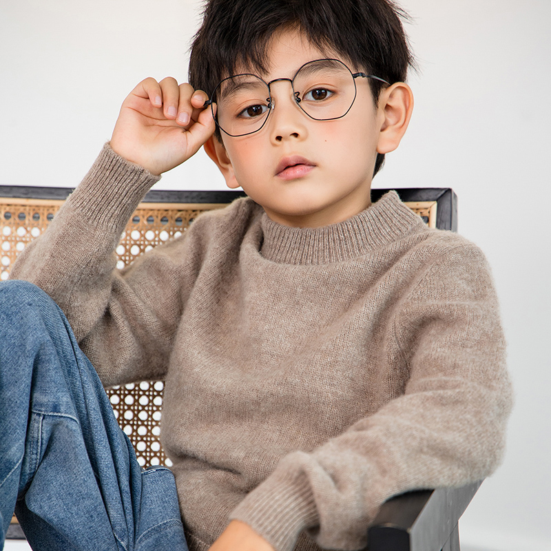 儿童羊毛衫半高圆领女童装秋冬季男童毛衣套头宝宝加厚羊毛衫打底