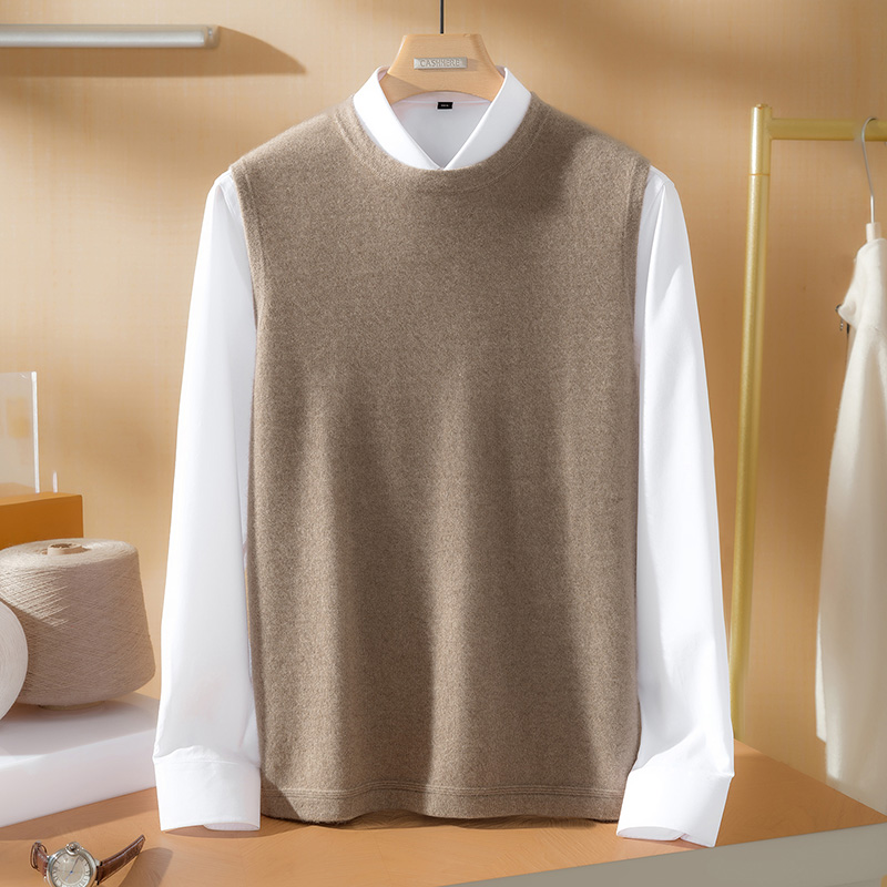 2025秋冬百搭时尚简约平面背心圆领羊绒衫