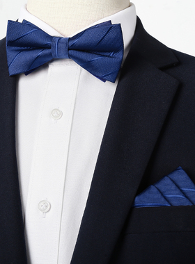 男士领结深蓝色伴郎结婚纯色简约蝴蝶结礼物兄弟团婚礼晚会男司仪