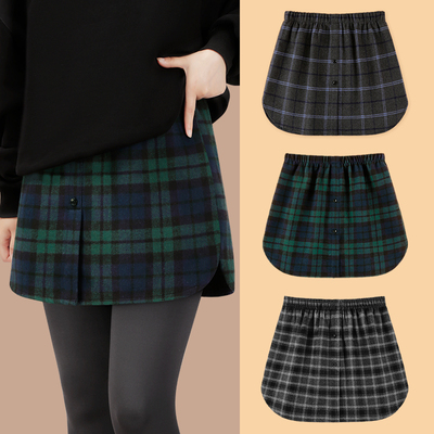 2025新款格子半身裙屁帘女叠穿卫衣下摆配鲨鱼裤打底裙短裙大码