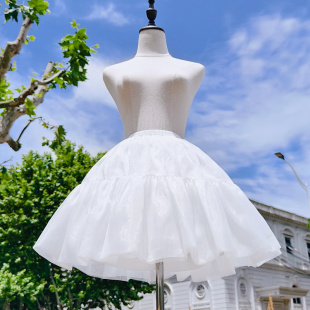 裙撑蕾丝lolita公主蓬蓬裙日常45cm无骨软纱黑色白色衬裙半身裙女