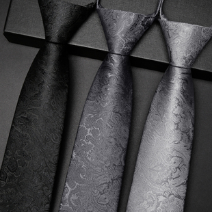 男士高档灰色黑色免打结领带正装商务拉链易拉得结婚新郎手打懒人