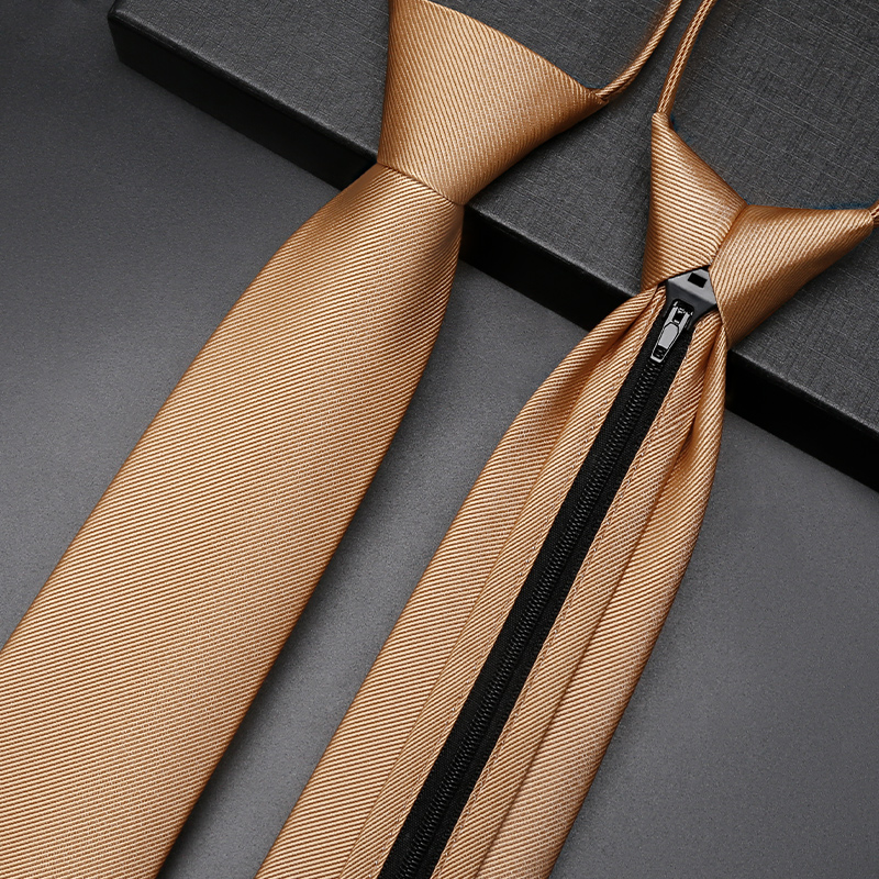 男士卡其色领带免打结结婚7cm正装商务休闲懒人易拉得1210z