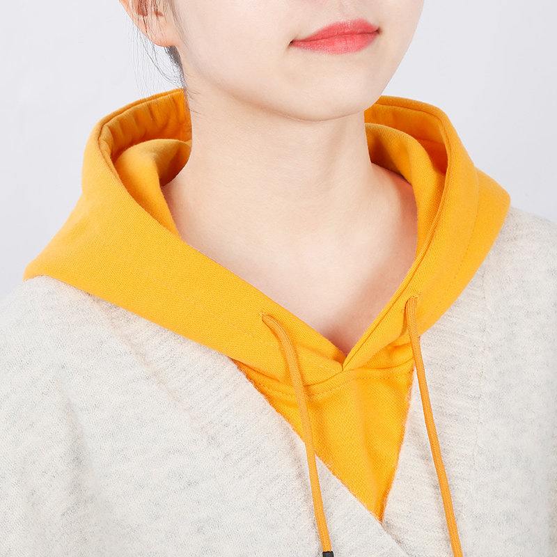 黄色带帽卫衣百搭风冬季假领子