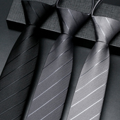 灰色高级感易拉得结婚新郎懒人西装 领带男黑色免打正装 商务拉链式