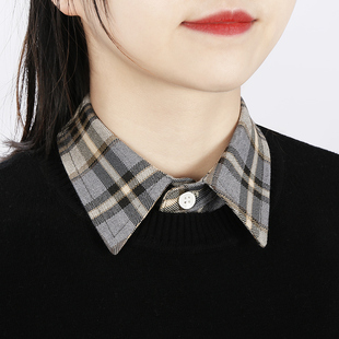 假领子女百搭假领配毛衣秋冬内搭假衬衣领多功能衣领格子假衬衫 领