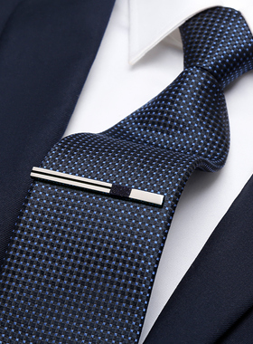 男士真丝领带拉链式正装商务礼物职业易拉得免打结蓝色桑蚕丝斜纹