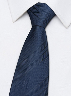 深蓝色条纹领带免打结男正装商务拉链式懒人职业高端易拉得高级感