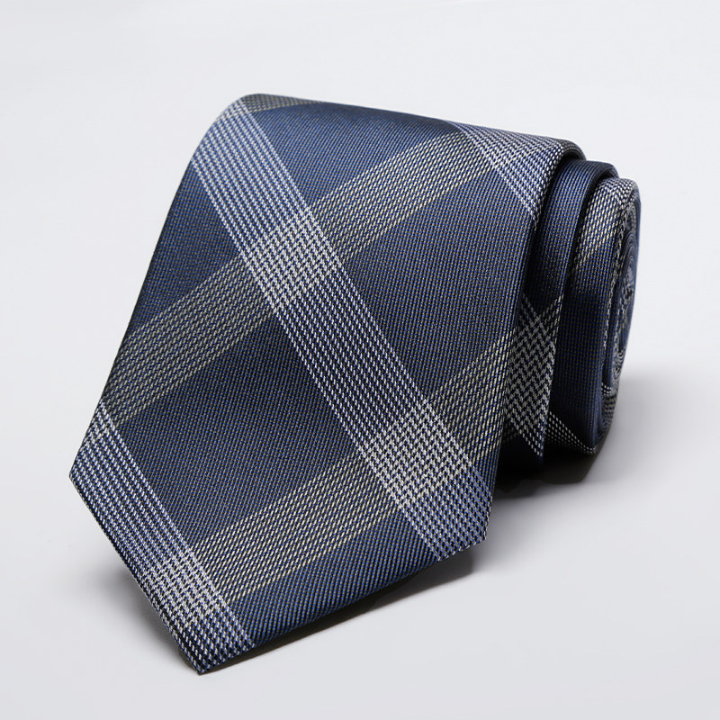 手打高级格纹商务男士真丝领带正装职业婚礼送礼男朋友宽版桑蚕丝