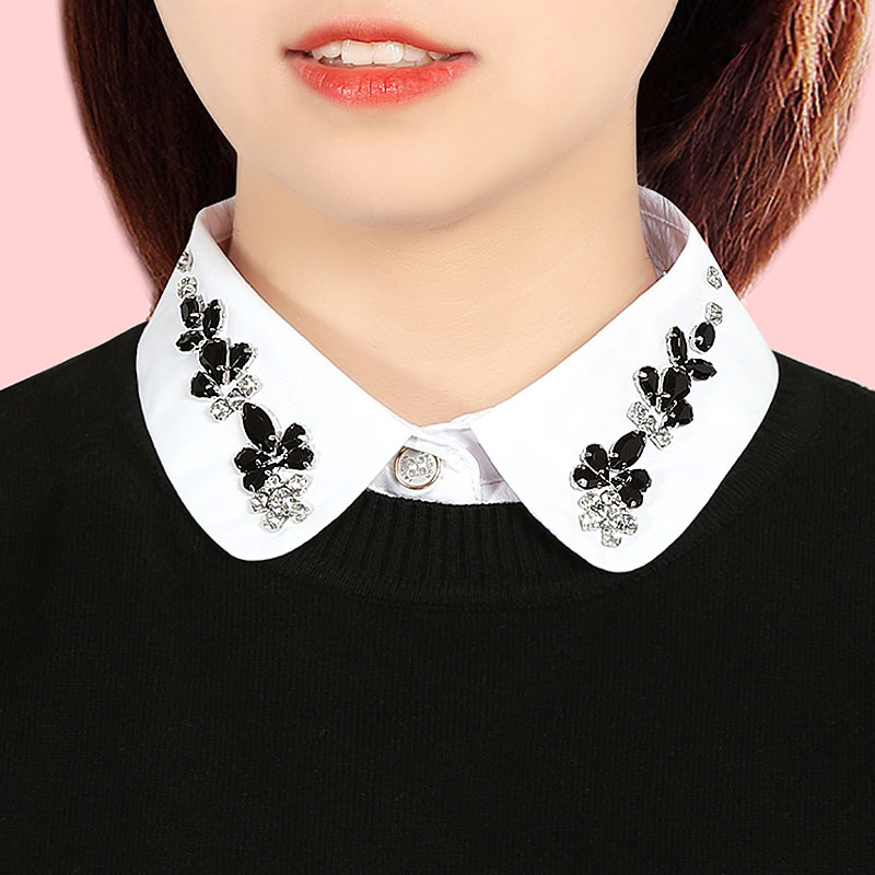 毛衣装饰假领子女百搭白色水钻