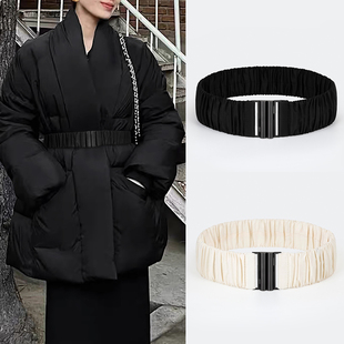 腰带女款配饰羽绒服皮带弹力黑色束腰松紧收腰配棉服棉袄裙子腰封