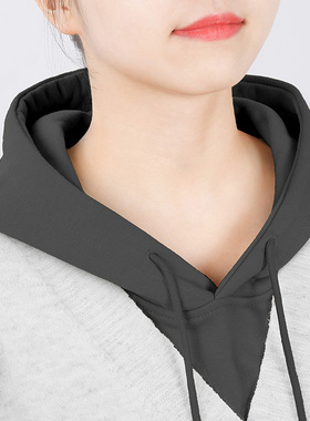 假领子女百搭冬季卫衣抽绳连帽灰色单独高档假帽子配毛衣打底配饰