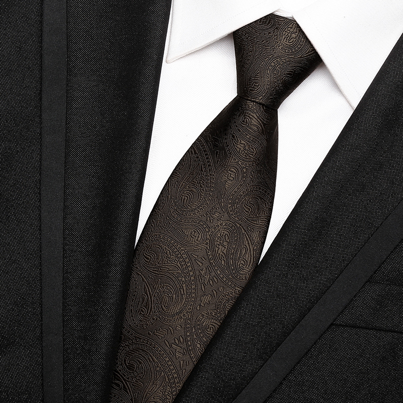 棕色花纹领带男咖啡风拉链式免打结百搭休闲衬衫配饰结婚新1210z