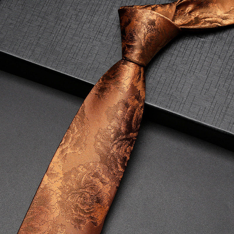 男士正装商务领带韩版8CM手打学院风香槟金复古花纹婚礼主持潮流