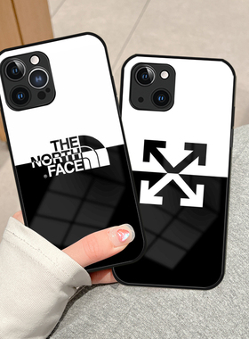 新款欧美iPhone15手机壳潮牌14黑白色12玻璃16promax男女款苹果11个性XR奢华78plus适用华为mate60/p50小米13