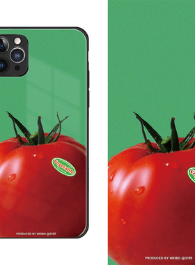 ins风趣味西红柿iPhone16promx手机壳夏日苹果15pro小清新14全包玻璃13mini小众甜美11pro创意华为mate70pro