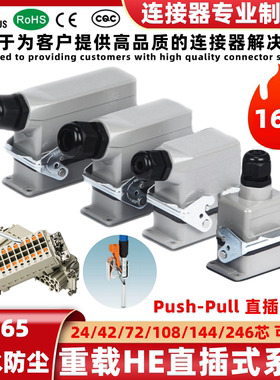 重载连接器直插式HE-06针24芯可替代唯恩HARTING快速接线航空插头