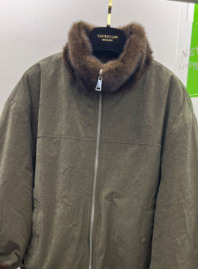 复古撞色毛毛内胆两面穿棉服外套