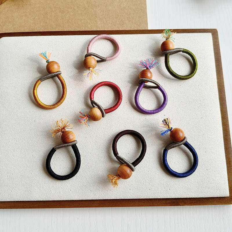 手工编织崖柏扣头DIY小流苏吊坠配件装饰文玩扣手把件中式