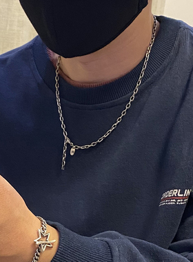 纯银男太丸链项链调节长度