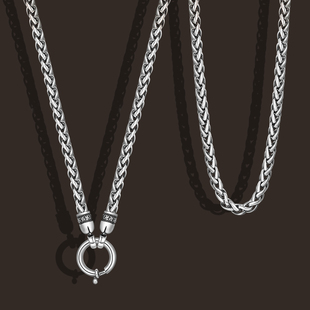 不拘925纯银复古龙骨链男士项链高档百搭玉吊坠挂绳唐卡配链素链