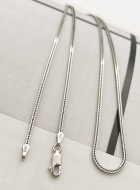 不拘925纯银镀白金意大利方肖邦链素链男女适戴中性锁骨链狐尾链