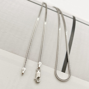 不拘925纯银镀白金意大利方肖邦链素链男女适戴中性锁骨链狐尾链