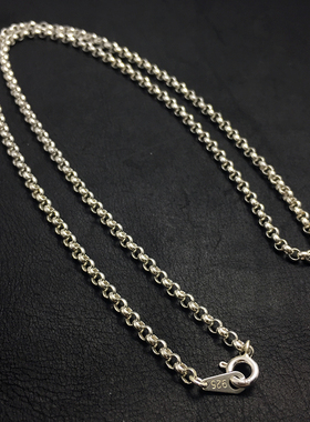 不拘S925纯银日韩细丸链男士项链镀白金素链简约百搭银色长款单链