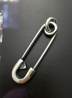 不拘 925纯银超大回形针曲别针男生吊坠单坠DIY配饰中性百搭项链